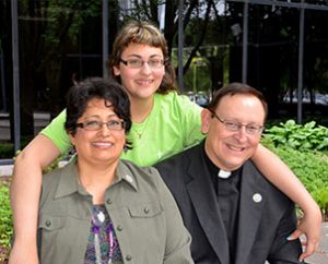 From left, Vicki, Shannon and the Rev. David Riley pose for a family photo during missionary orientation in St. Louis. The Rileys will serve in the Dominican Republic. (LCMS Communications/Frank Kohn)