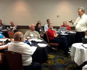 The Rev. Dr. Rick Armstrong, right, speaks to representatives of districts and other LCMS ministries in one of his keynote presentations at the first conference of the Ministerial Care Coalition, Sept. 9-11 in Tempe, Ariz. (Concordia Plan Services)