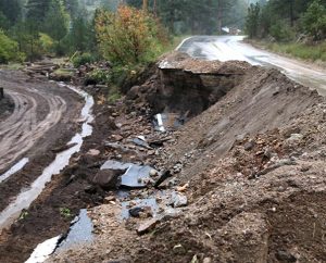 A scene near Glen Haven, Colo., shows road damage on Sept. 27, 2013 — two weeks after the flooding. LCMS Disaster Response has distributed more than $270,000 for material and financial aid to affected families. (LCMS Disaster Response/Ross Johnson)