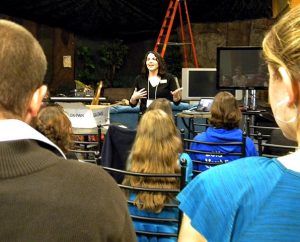 Laura Davis, center, Y4Life program director/development counselor for Lutherans For Life (LFL), leads a session in the youth track at the LFL conference. Some two dozen high school and college students took part in the conference. (LCMS Communications/Paula Schlueter Ross)