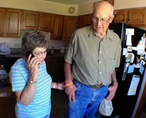 The home of Lenora and Lyle Pawlowski of Zion Lutheran Church in Wessington Springs, S.D., was severely damaged by a June 18, 2014 tornado. (LCMS Communications/Al Dowbnia)