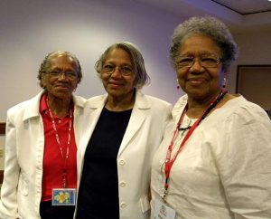 Sisters — from left, Ida Odom of St. Louis; Mildred Mobley of Omaha, Neb.; and Blanche Dickinson of St. Louis — pose for a photo during the convocation. The three, now in their 70s, began attending Black Ministry Convocations some 30 years ago and have no plans to stop. Odom, who is married to former LCMS black ministry interim director Rev. Dr. Frazier Odom, said she attends convocations to "know what the church is doing" and to "be part of the growth and change." Dickinson, at right, is the widow of longtime black-ministry leader Rev. Dr. Richard Dickinson, who died in 2010. (LCMS/Paula Schlueter Ross)