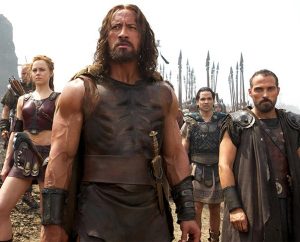 From left, Aksel Hennie plays Tydeus, Ingrid Bolsø Berdal plays Atalanta, Dwayne Johnson plays Hercules, Reece Ritchie plays Iolaus and Rufus Sewell plays Autolycus in "Hercules," from Paramount Pictures and Metro-Goldwyn-Mayer Pictures. (Kerry Brown)