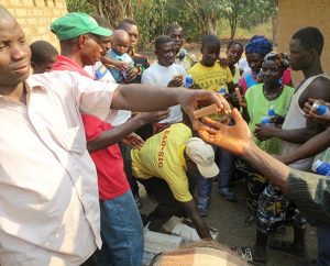 Hygiene supplies are distributed to villagers in Guinea, with the hope of preventing the spread of the deadly Ebola virus. The LCMS has approved grants totaling $67,729 to fight the disease in Guinea, Liberia and Sierra Leone. (Photo: Evangelical Lutheran Church of Guinea)