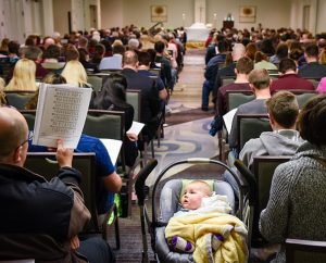 Eight-month-old Grace Libby eyes the pre-march Divine Service Jan. 22 at the Hilton in Crystal City, Va. (LCMS/Erik M. Lunsford)