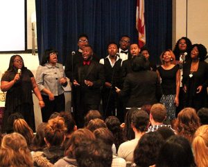 The Concordia College Alabama choir shares Gospel music and spirituals in worship on campus during the college’s March 1-8 Civil Rights Symposium in Selma. (Concordia College Alabama/Nate Pinkston)