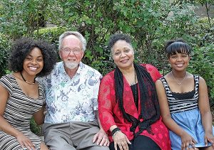 The Rev. Dr. Ardon Albrecht — who wrote, produced and directed the new docudrama "The First Rosa: Teacher, Confessor, Church Planter" — poses for a photo with the three actresses who portrayed Rosa Young in the film. From left are Jasmine Gatewood, Yvette Jones-Smedley and Jordan Alexis Donegan. (Meredith Jackson)