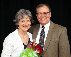 LCMS Michigan District President Rev. Dr. P.E. Maier poses for a photo with his wife, Patricia, after his re-election. (Elisa Schulz)