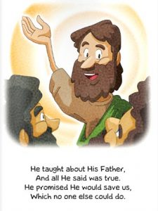 A sample page from Do You Know Who Jesus Is?, a new, pocket-sized booklet for children from Lutheran Hour Ministries.