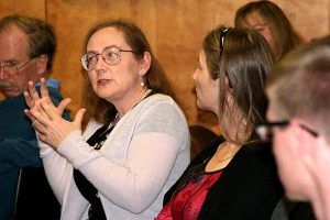 Dr. Donna Harrison explains medical technicalities during a question-and-answer session at the symposium. (Jeanine Tietz)