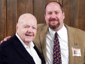 Mission at Nuremberg: An American Army Chaplain and the Trial of the Nazis author Tim Townsend, right, poses alongside Col. (Ret.) “Hank” Gerecke, son of Chaplain Rev. Henry Gerecke — the subject of Townsend's award-winning book. (Todd Zittlow/Concordia Historical Institute)