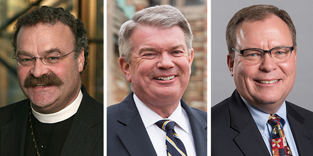 The nominees for LCMS president are, from left, Rev. Dr. Matthew C. Harrison, incumbent; Rev. Dr. Dale A. Meyer, president of Concordia Seminary, St. Louis; and Rev. Dr. David P.E. Maier, president of the LCMS Michigan District.