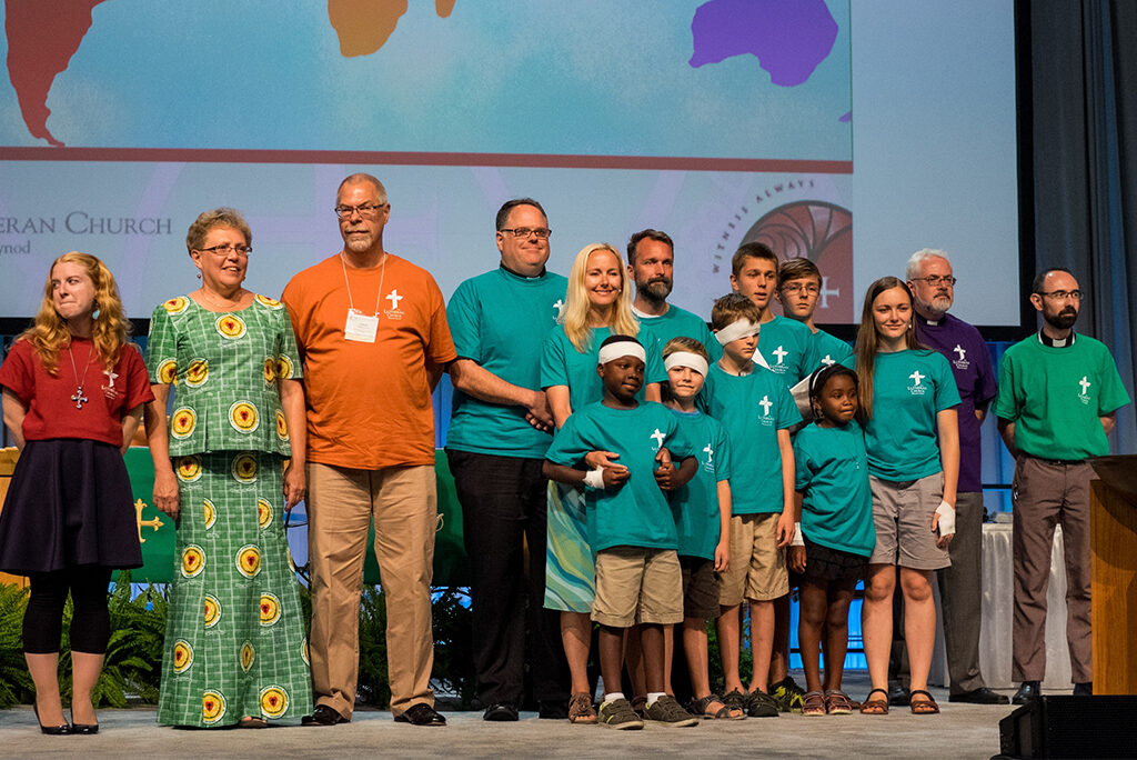 International missionaries are recognized on Monday, July 11, 2016, at the 66th Regular Convention of The Lutheran Church–Missouri Synod in Milwaukee. (LCMS/Michael Schuermann)