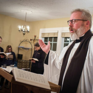 The Rev. David Kind, pastor of University Lutheran Chapel, leads Vespers at the Luther House on Feb. 21, 2018, in Minneapolis. (LCMS/Erik M. Lunsford)