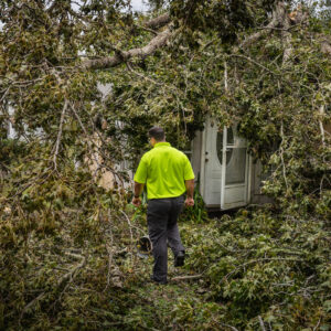 The Rev. Dr. Ross Johnson, director of LCMS World Relief & Human Care Disaster Response, surveys a home damaged in the aftermath of Hurricane Sally on Monday, Sept. 21, 2020, in Point Clear, Ala. LCMS Communications/Erik M. Lunsford