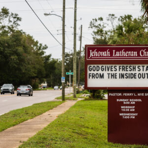 The exterior sign of Jehovah Lutheran Church, Pensacola, Fla., on Tuesday, Sept. 22, 2020. LCMS Communications/Erik M. Lunsford