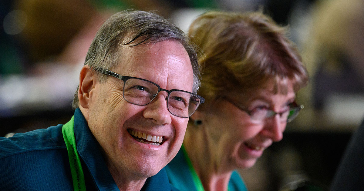 Delegates to the 68th Regular Convention of The Lutheran Church—Missouri Synod laugh during convention business on July 30 in Milwaukee. (LCMS/Frank Kohn)