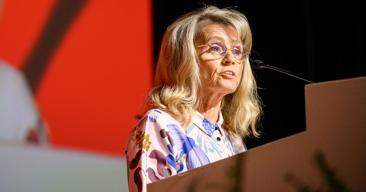 Dr. Päivi Räsänen, a member of Parliament who has faced prosecution for upholding a biblical view of sexuality, addressed the 68th Regular Convention of The Lutheran Church—Missouri Synod (LCMS) on Tuesday, Aug. 1, in Milwaukee. (LCMS/Roy S. Askins) 