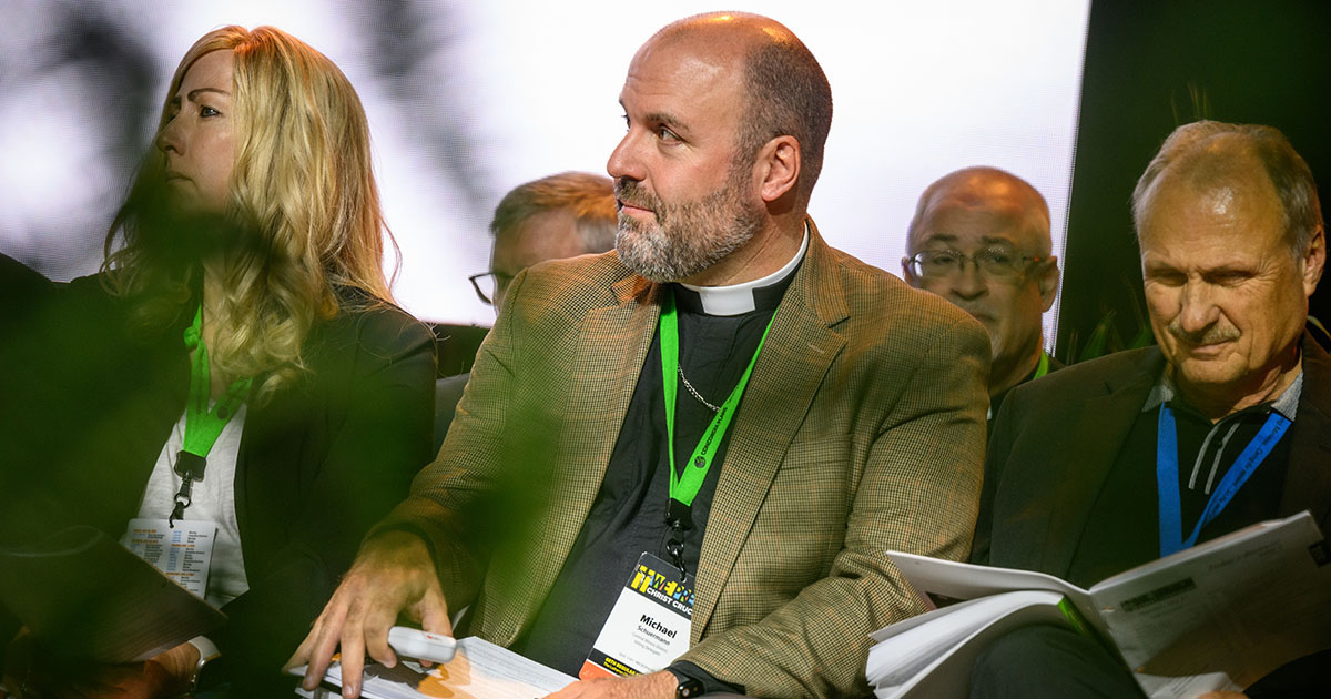 The Rev. Michael Schuermann, Floor Committee 11 secretary, looks on during the 68th Regular Convention of The Lutheran Church—Missouri Synod (LCMS) in Milwaukee. (LCMS/Erik M. Lunsford)