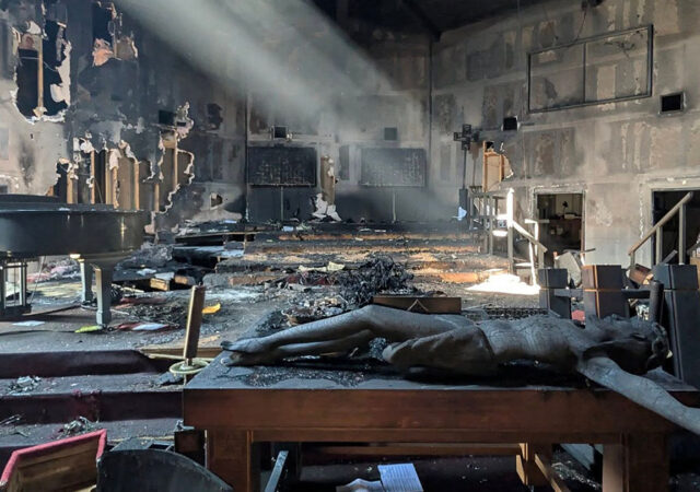 The sanctuary of St. Paul Lutheran Church, Dallas was severely damaged by a fire on Jan. 29. (St. Paul Lutheran Church)